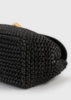 Mini T-lock woven-leather clutch black