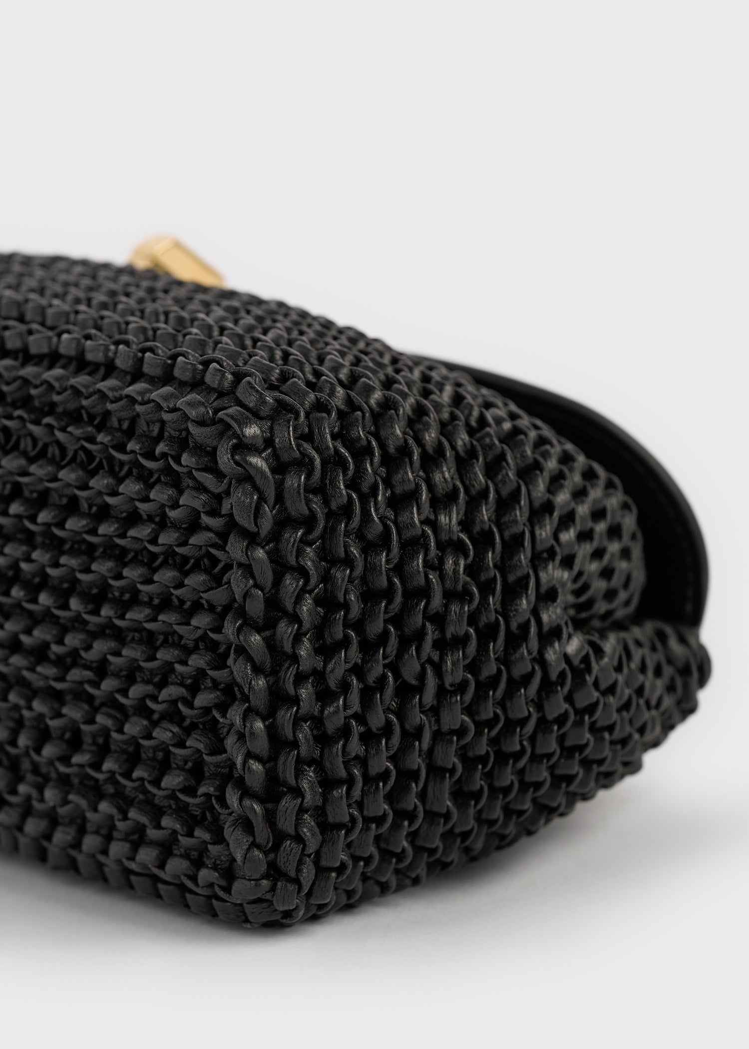 Mini T-lock woven-leather clutch black