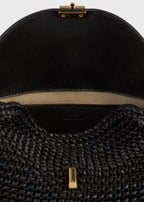 Mini T-lock woven-leather clutch black