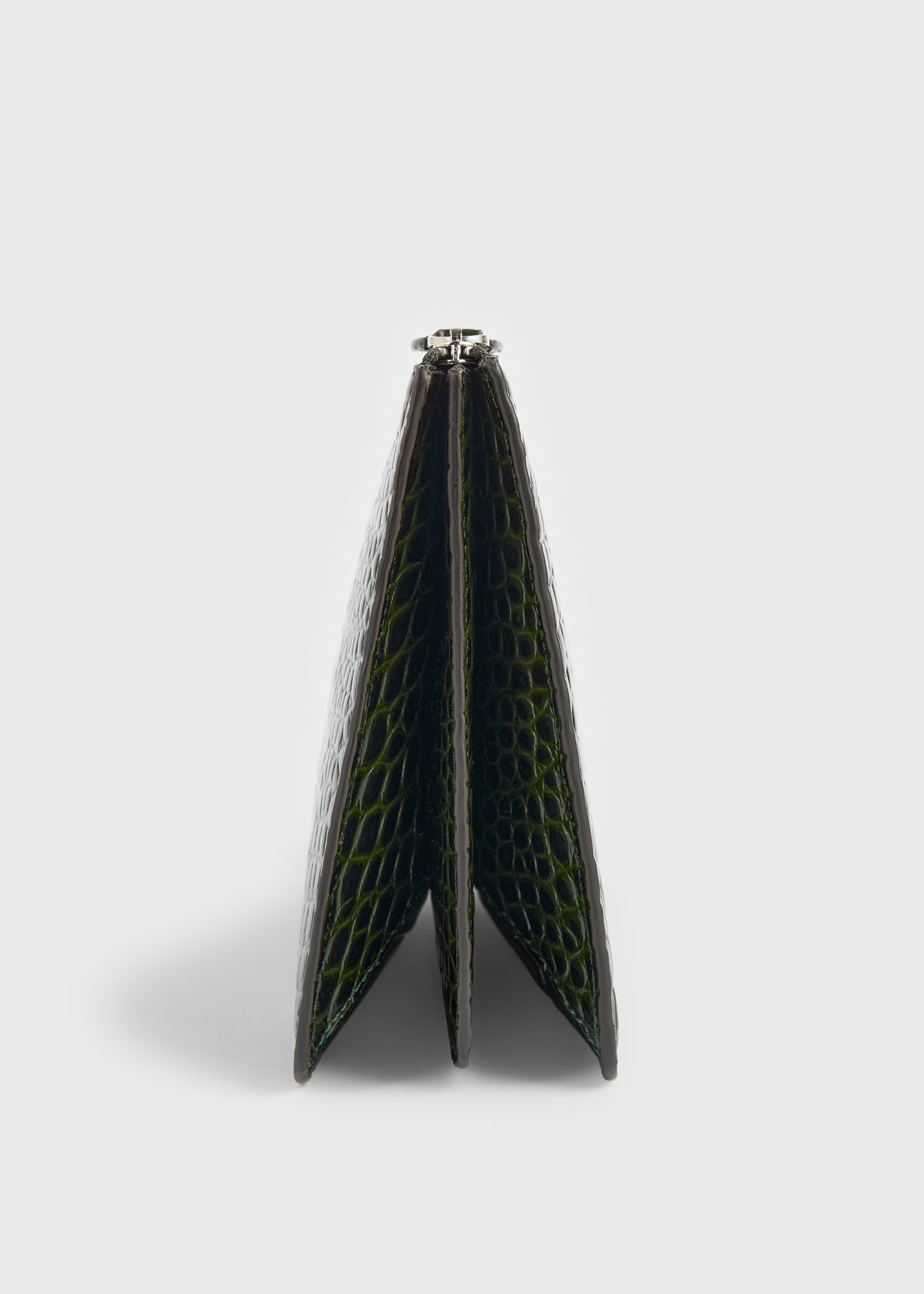 Threefold croco-embossed clutch dark green