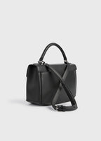 Clip grained-leather top handle black