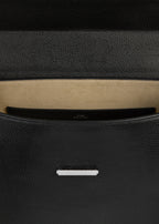 Clip grained-leather top handle black