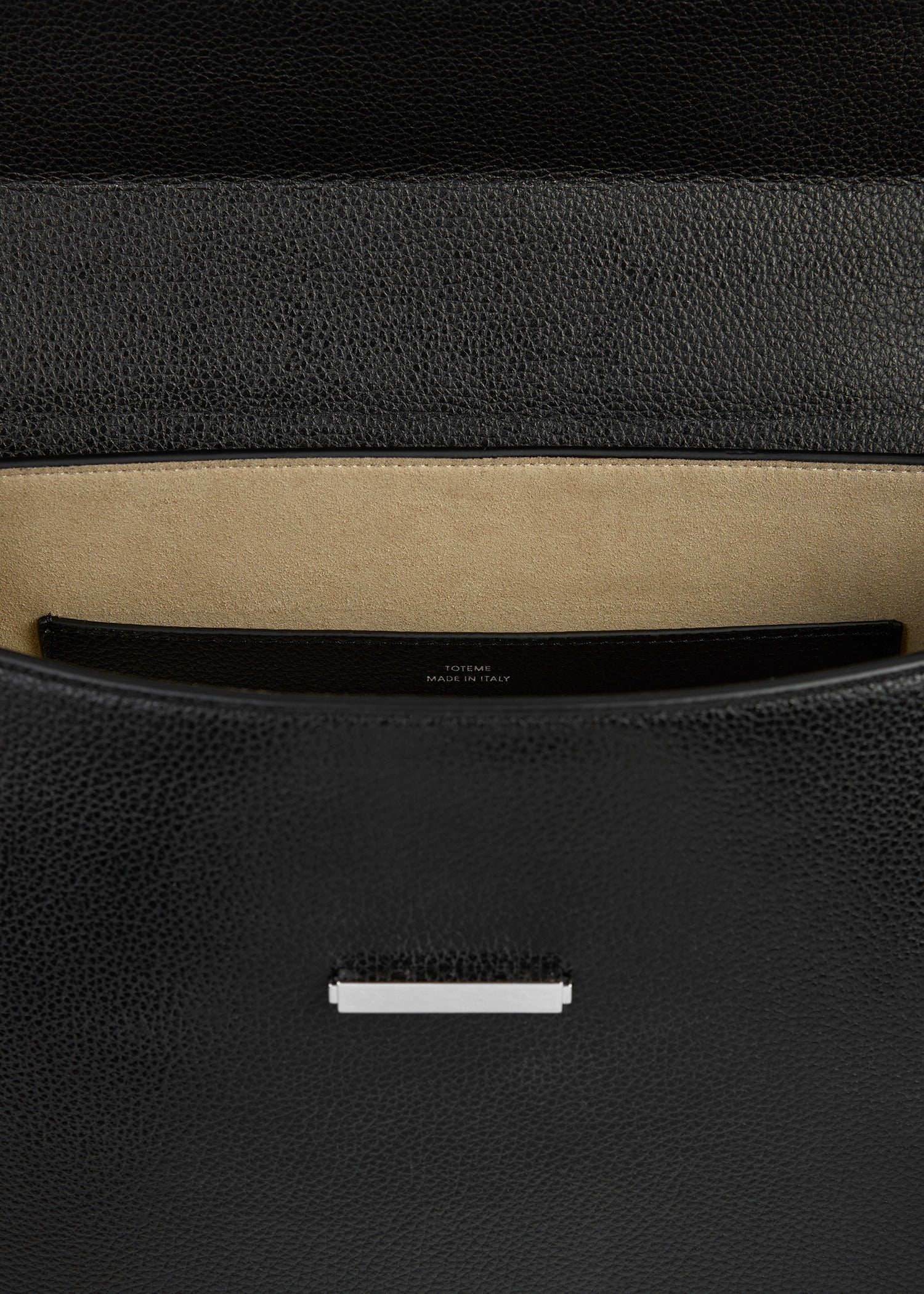 Clip grained-leather top handle black