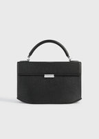 Clip grained-leather top handle black