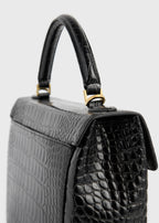 Clip croco-embossed top handle black