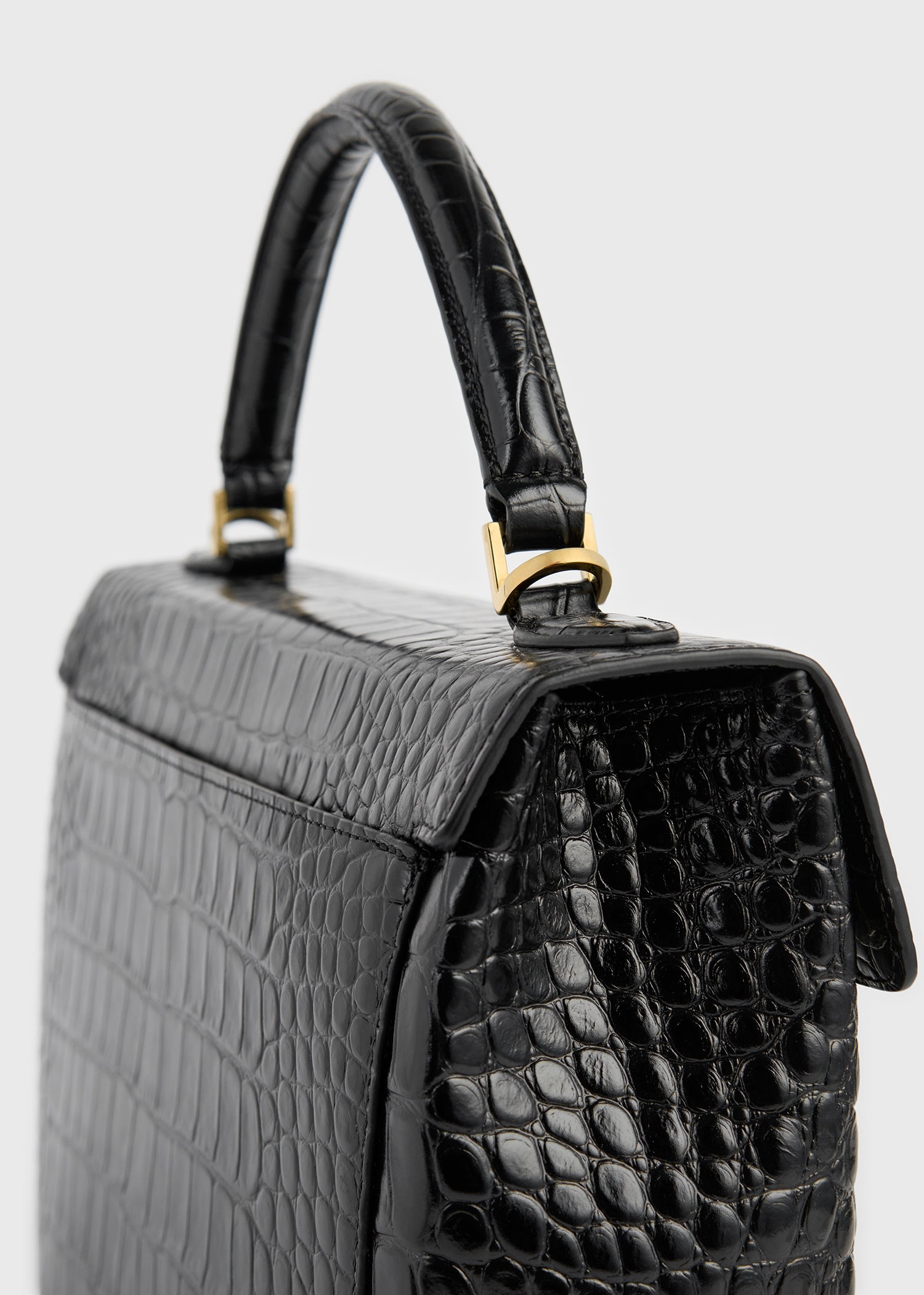 Clip croco-embossed top handle black