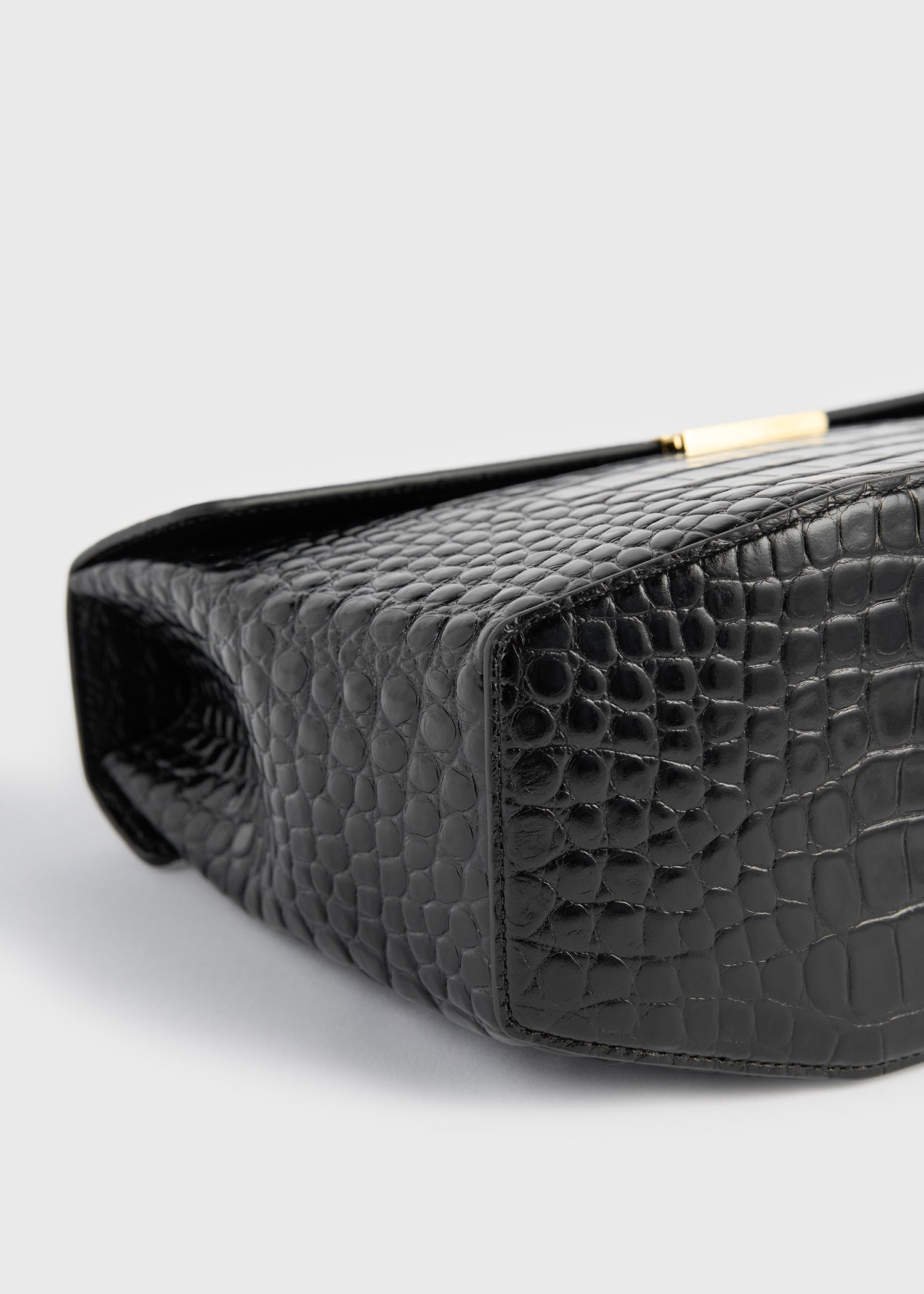 Clip croco-embossed top handle black