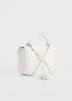 Clip croco-embossed top handle off-white