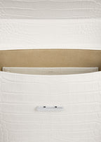 Clip croco-embossed top handle off-white