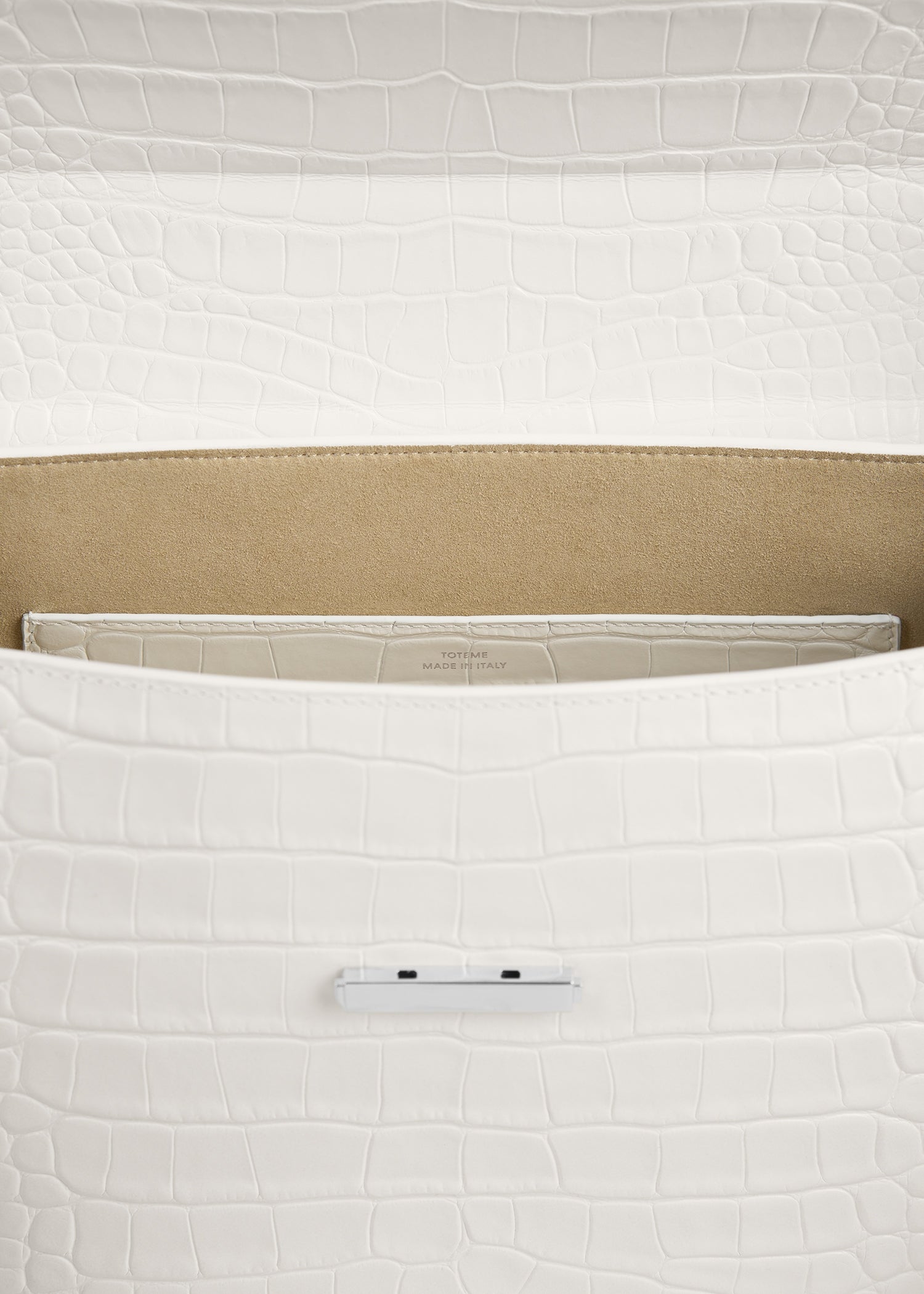 Clip croco-embossed top handle off-white