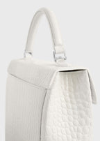 Clip croco-embossed top handle off-white