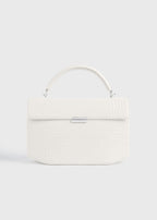 Clip croco-embossed top handle off-white