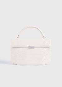 Clip croco-embossed top handle off-white