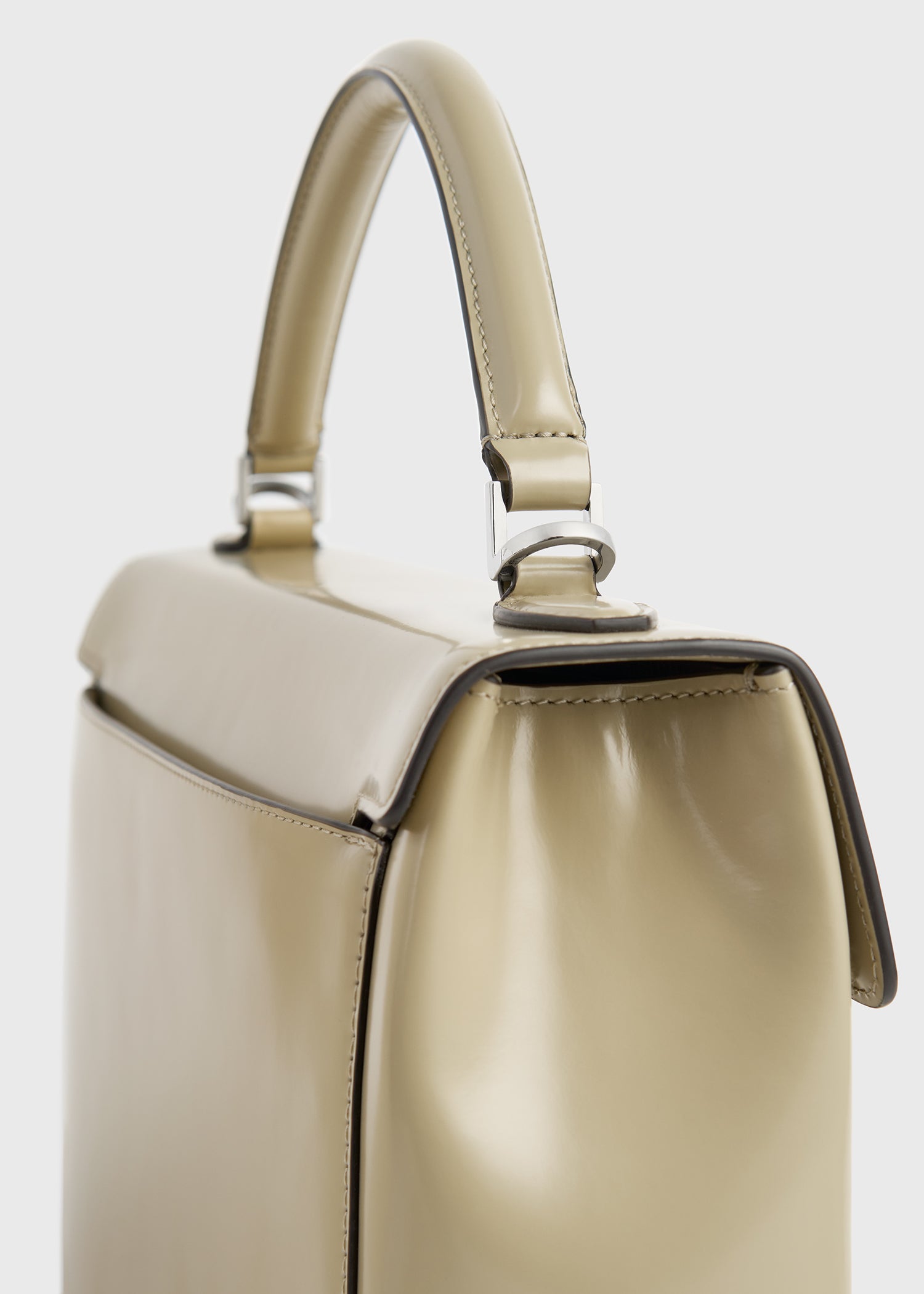 Clip polished-leather top handle cashew