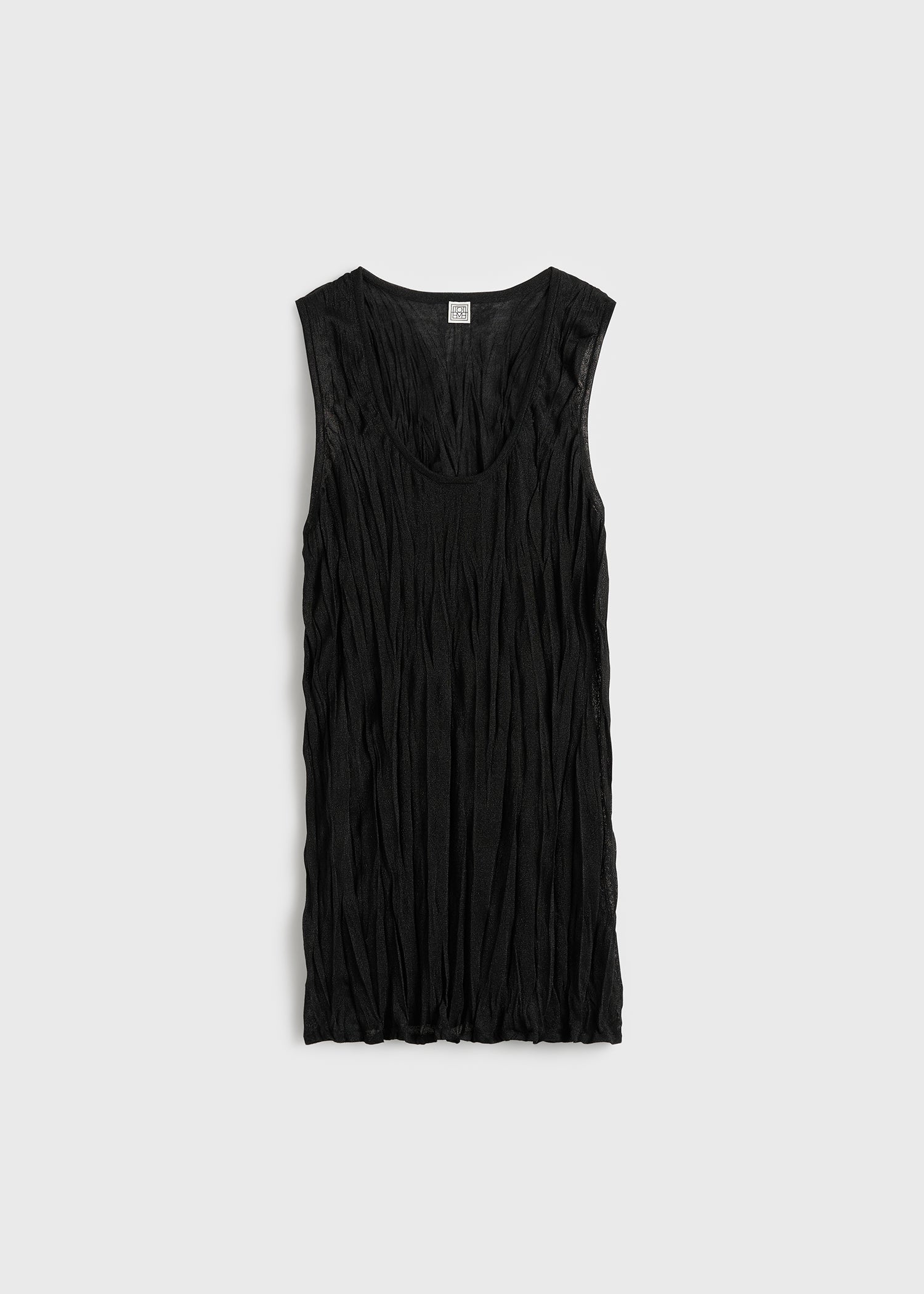 Crinkled knit tank black