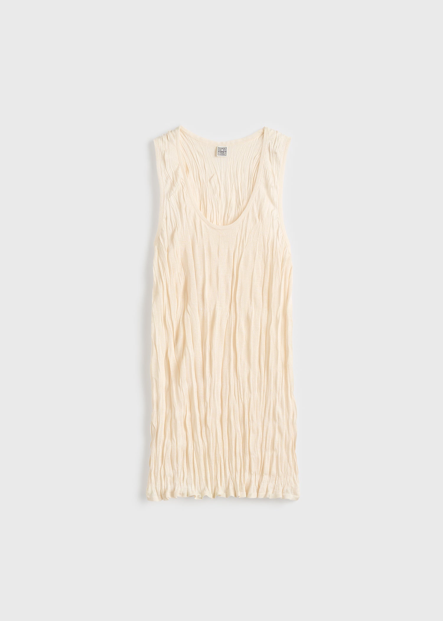 Crinkled knit tank pale apricot