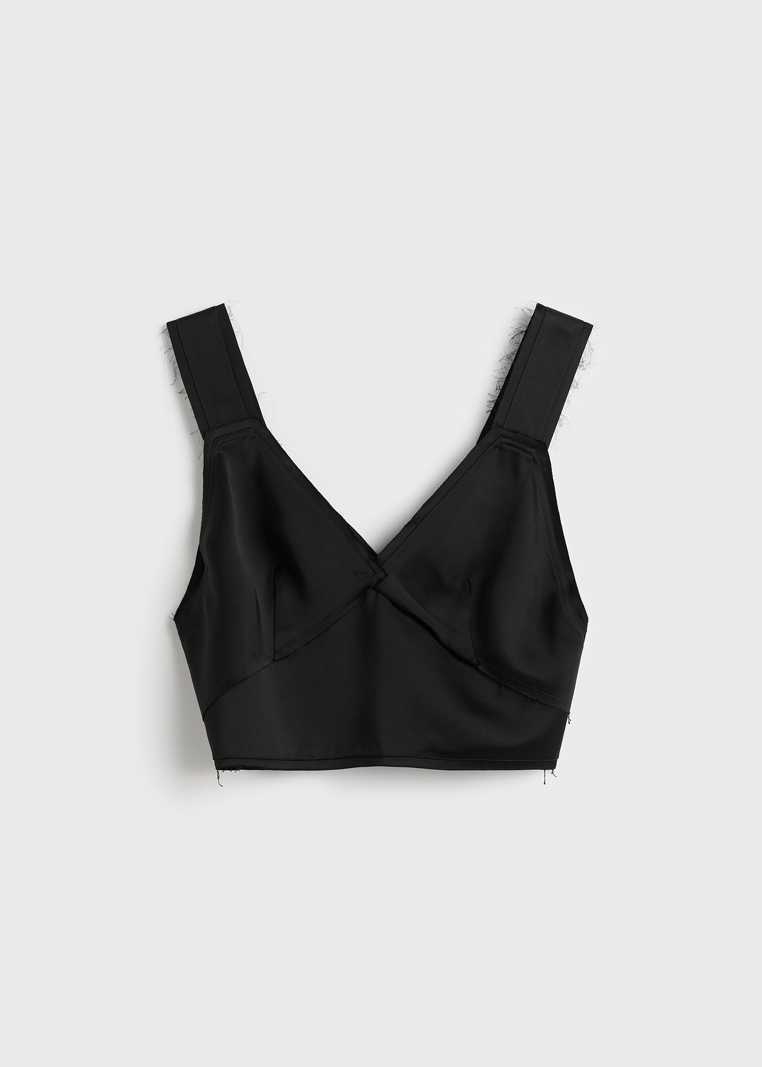 Cropped satin camisole black