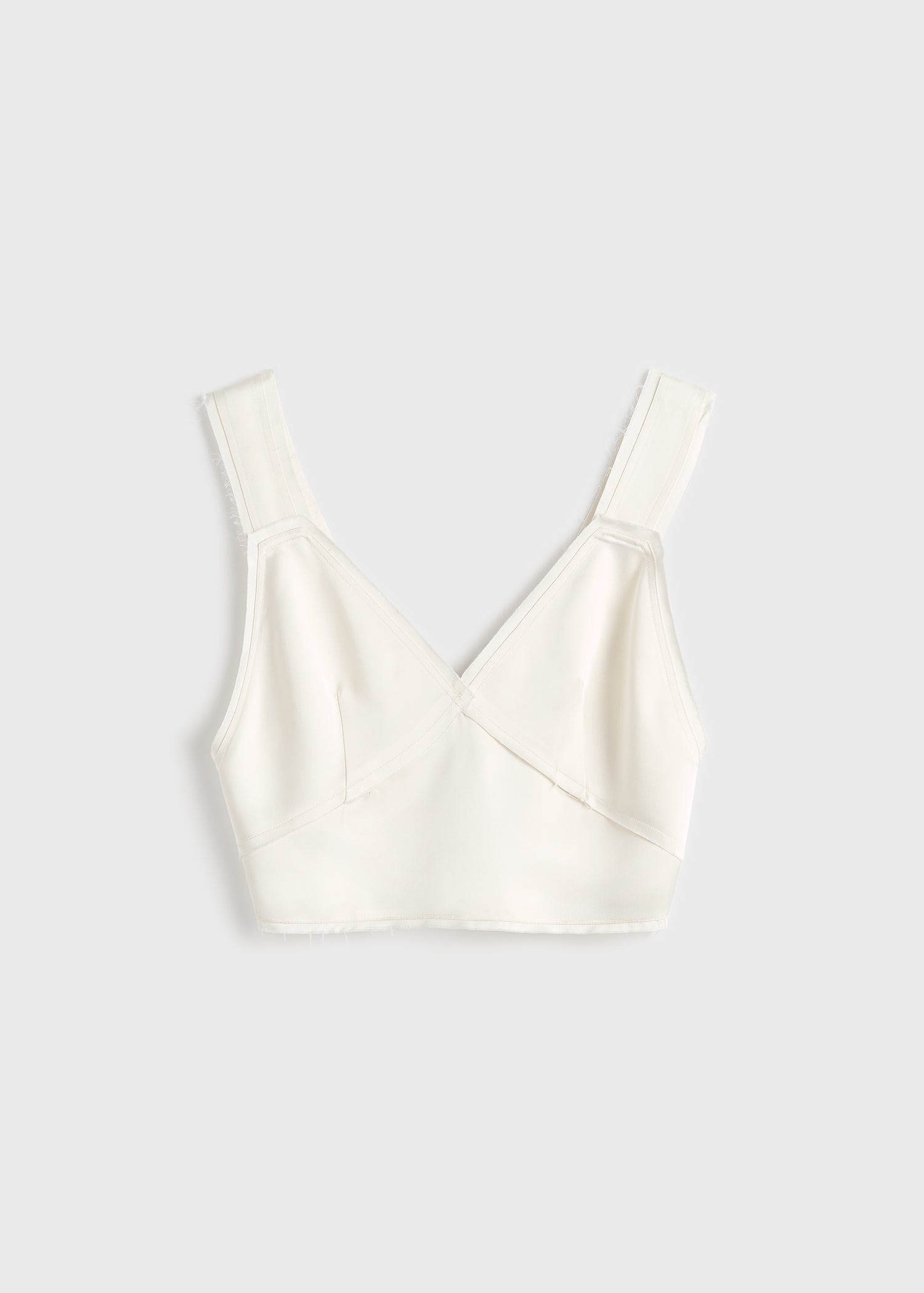 Cropped satin camisole off-white