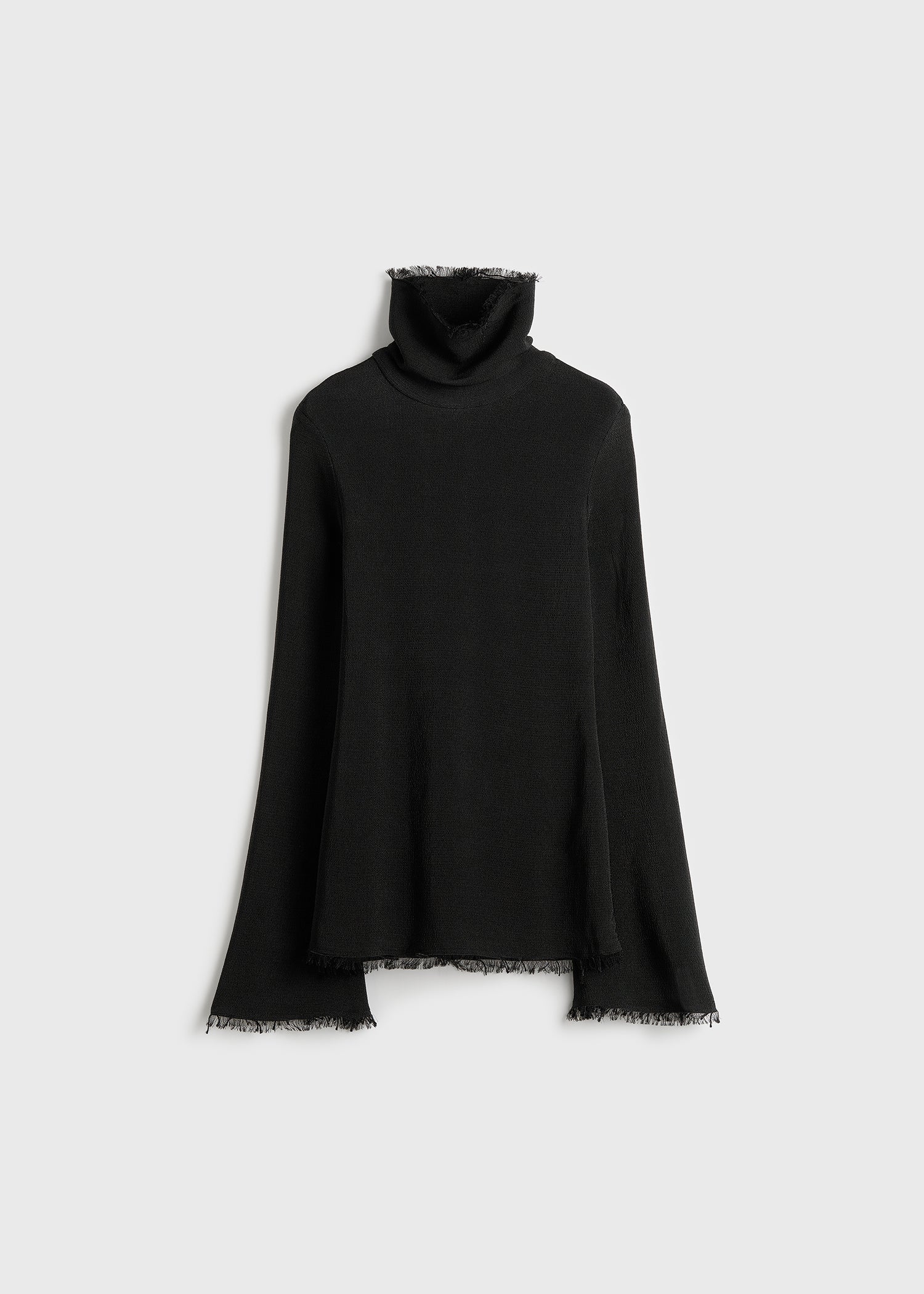Frayed-edge slim top black