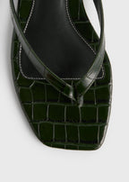 Croco-embossed flip flops dark green