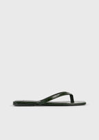 Croco-embossed flip flops dark green