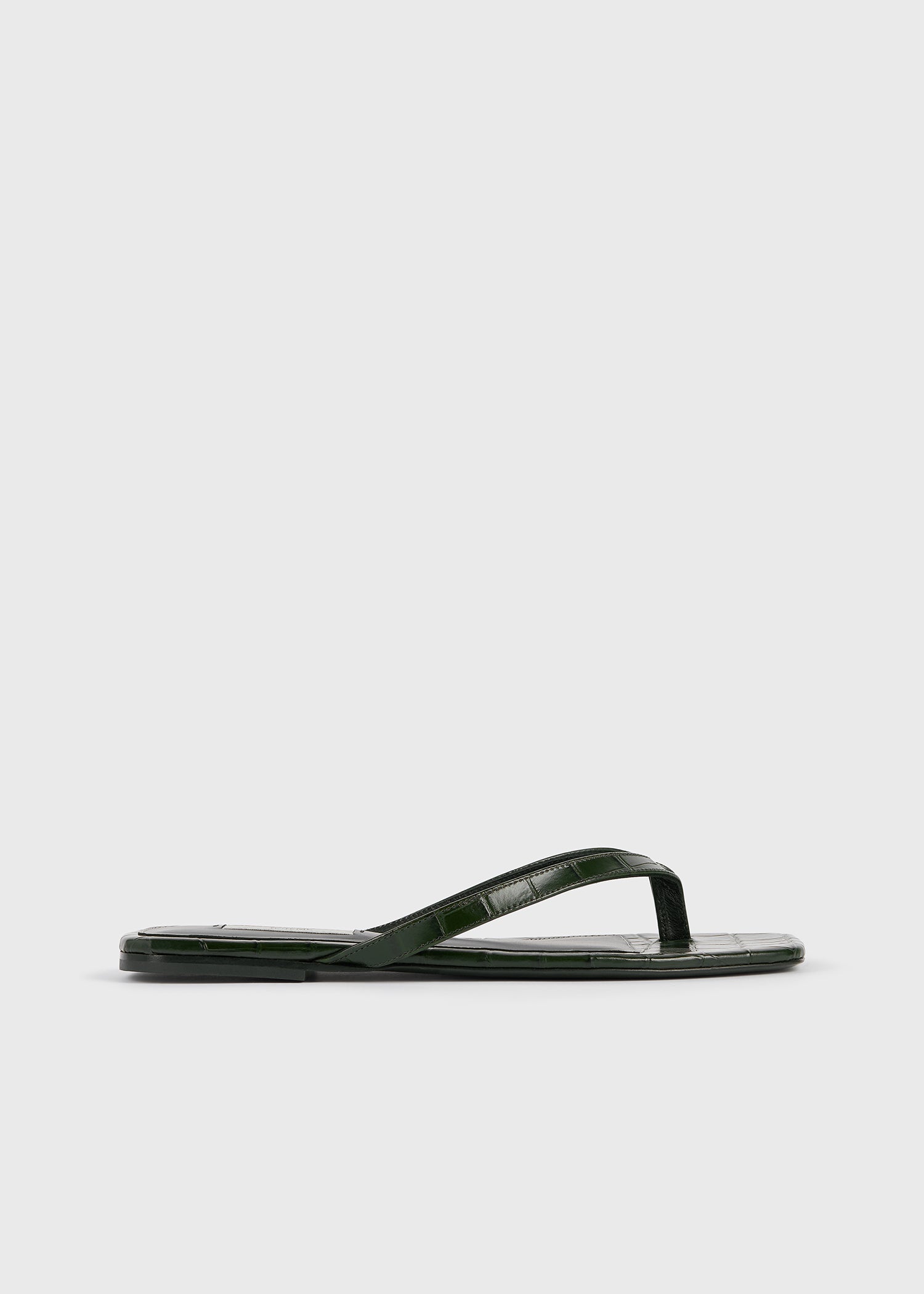 Croco-embossed flip flops dark green