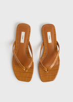 Croco-embossed flip flops tangerine