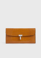 T-lock croco-embossed wallet tangerine