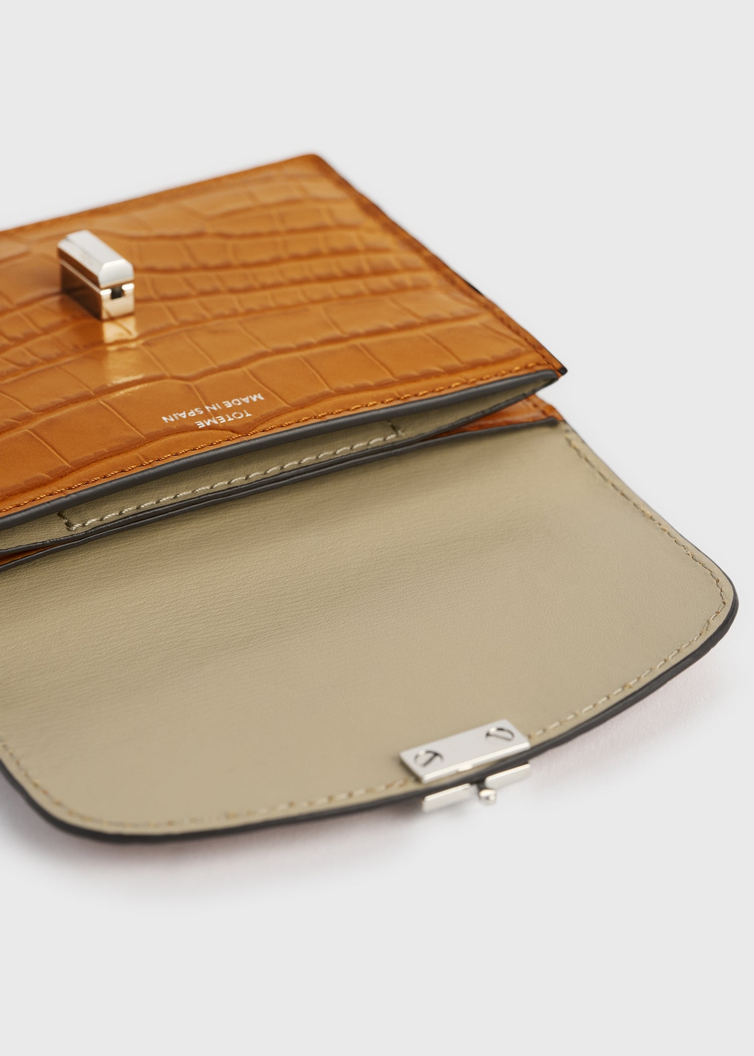 T-lock croco-embossed cardholder tangerine