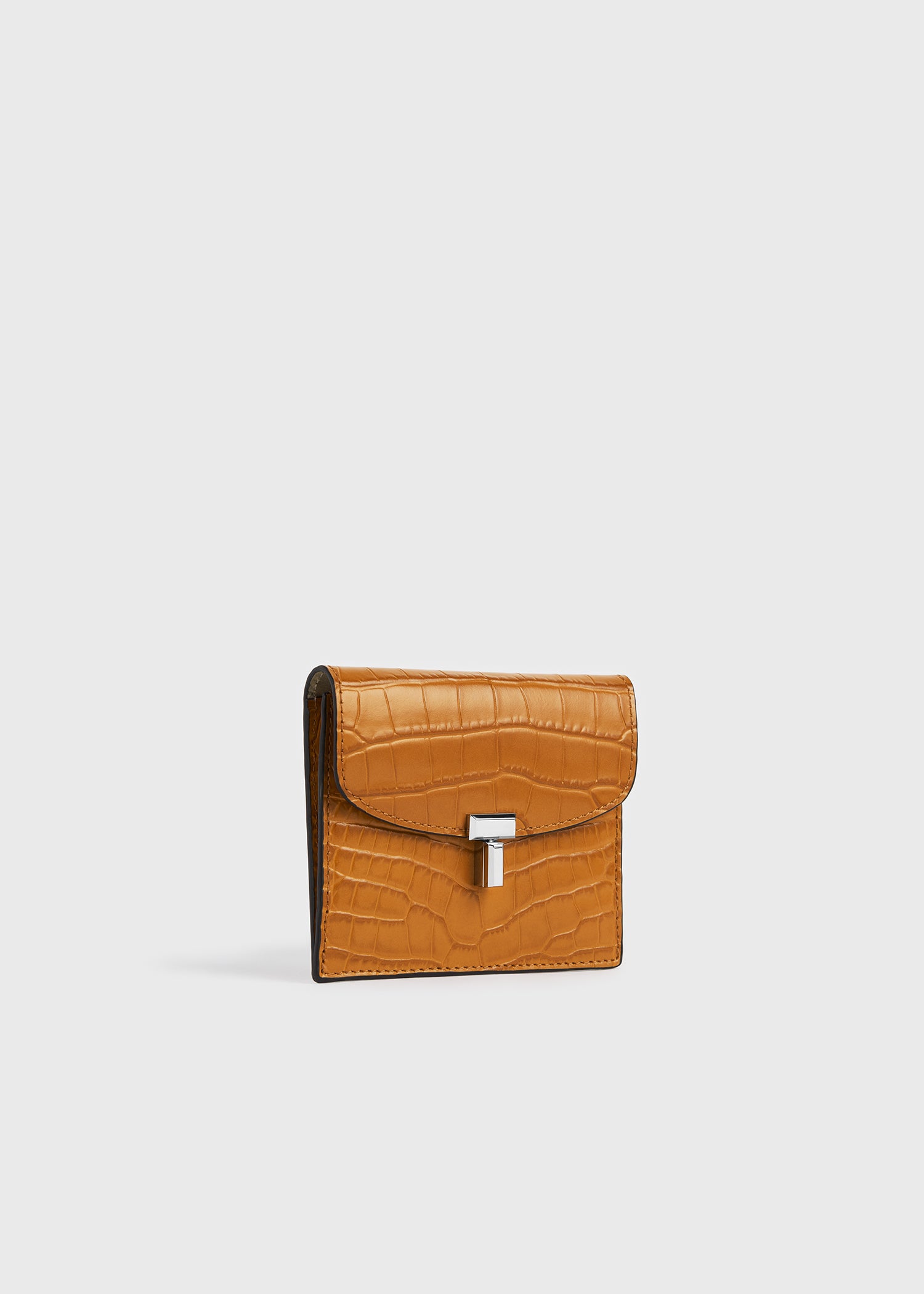 T-lock croco-embossed cardholder tangerine