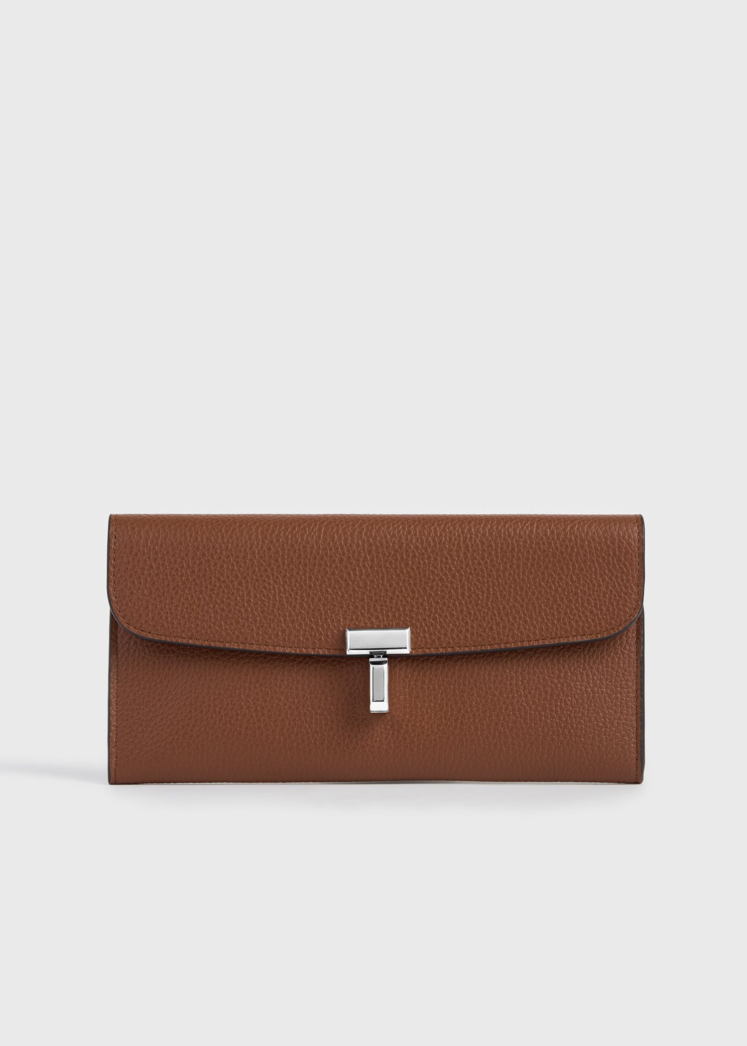 T-lock grained-leather wallet sienna