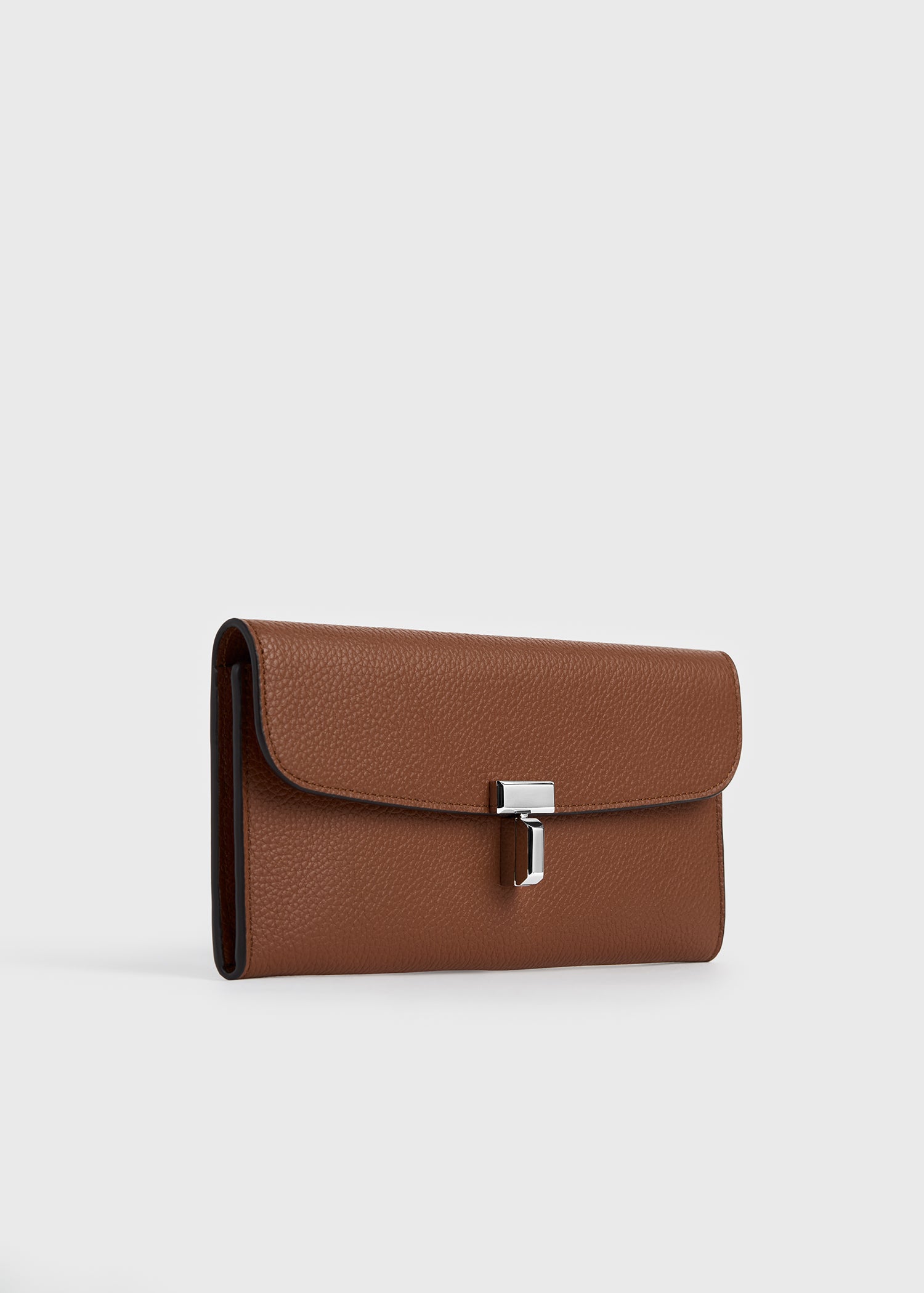 T-lock grained-leather wallet sienna