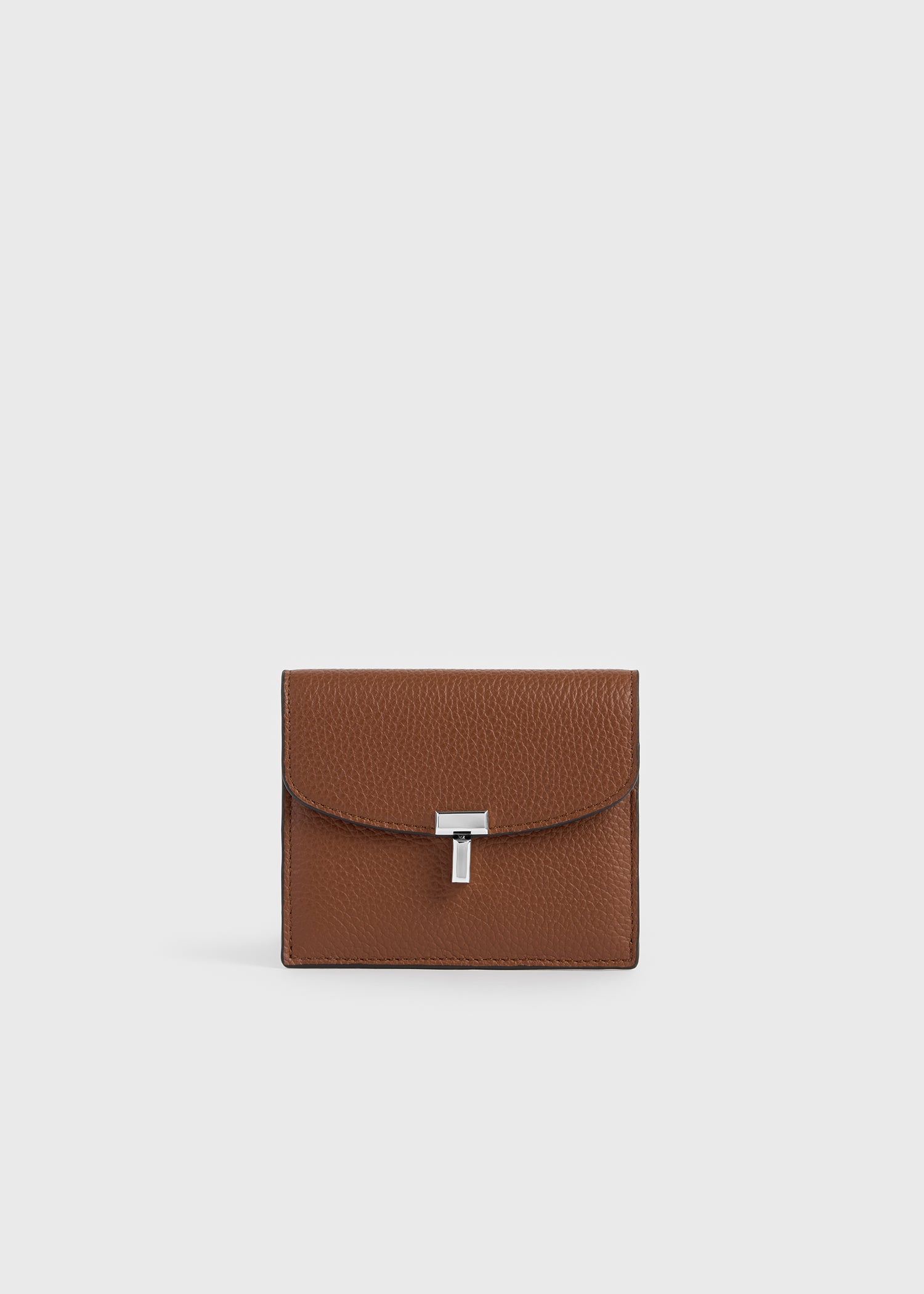T-lock grained-leather cardholder sienna