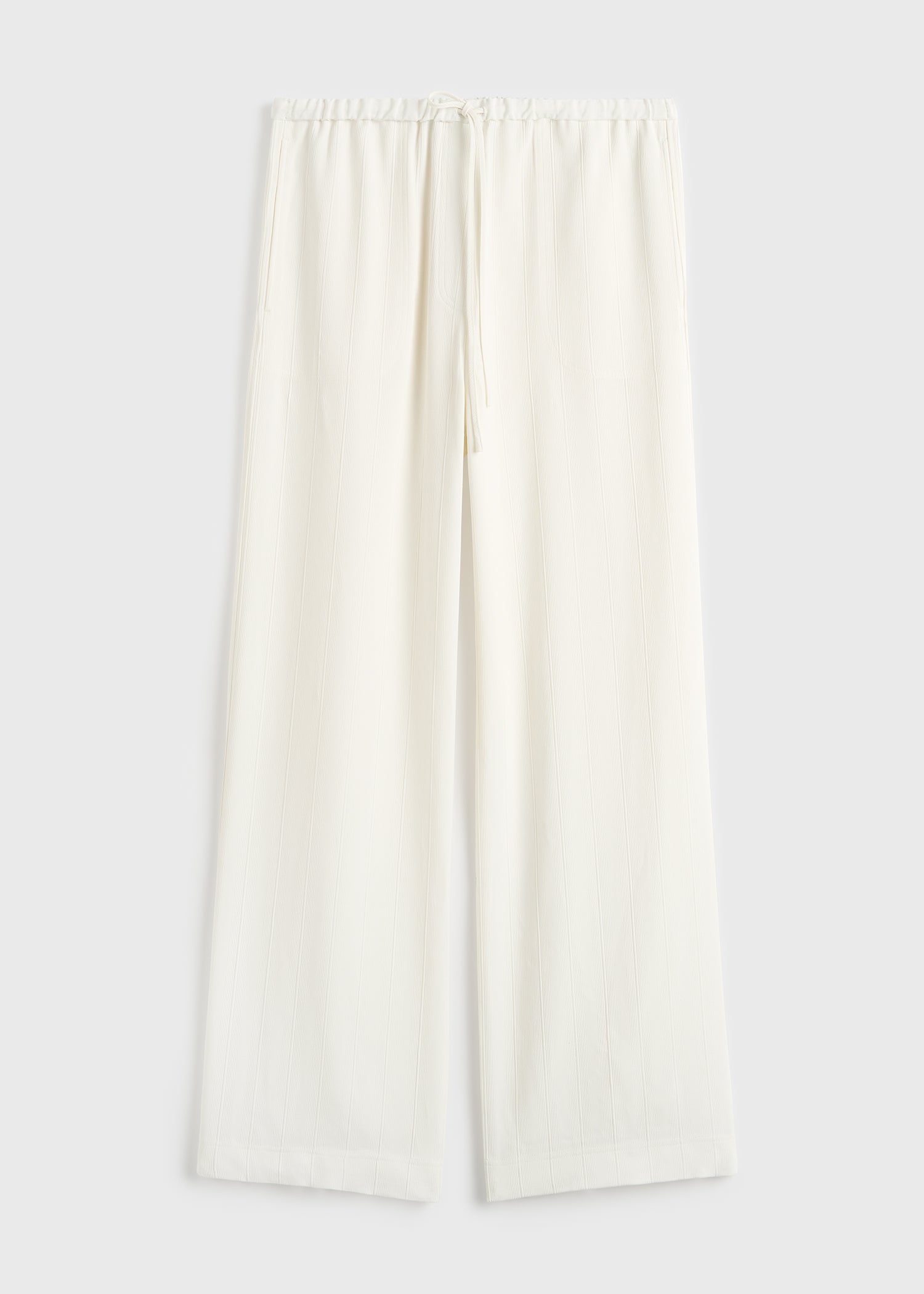 Woven stripe drawstring trousers meringue