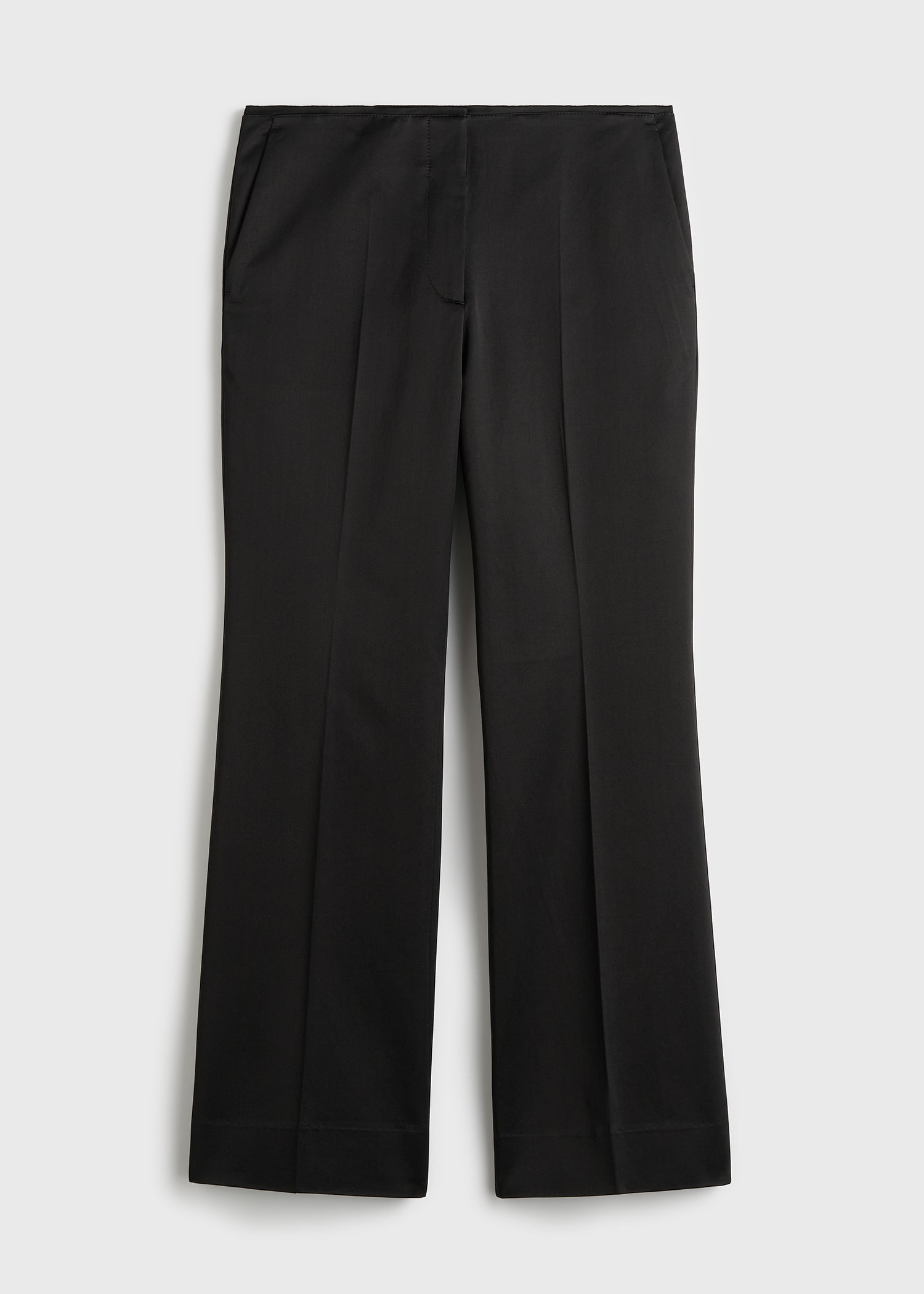 Kick flare raw-edge trousers black