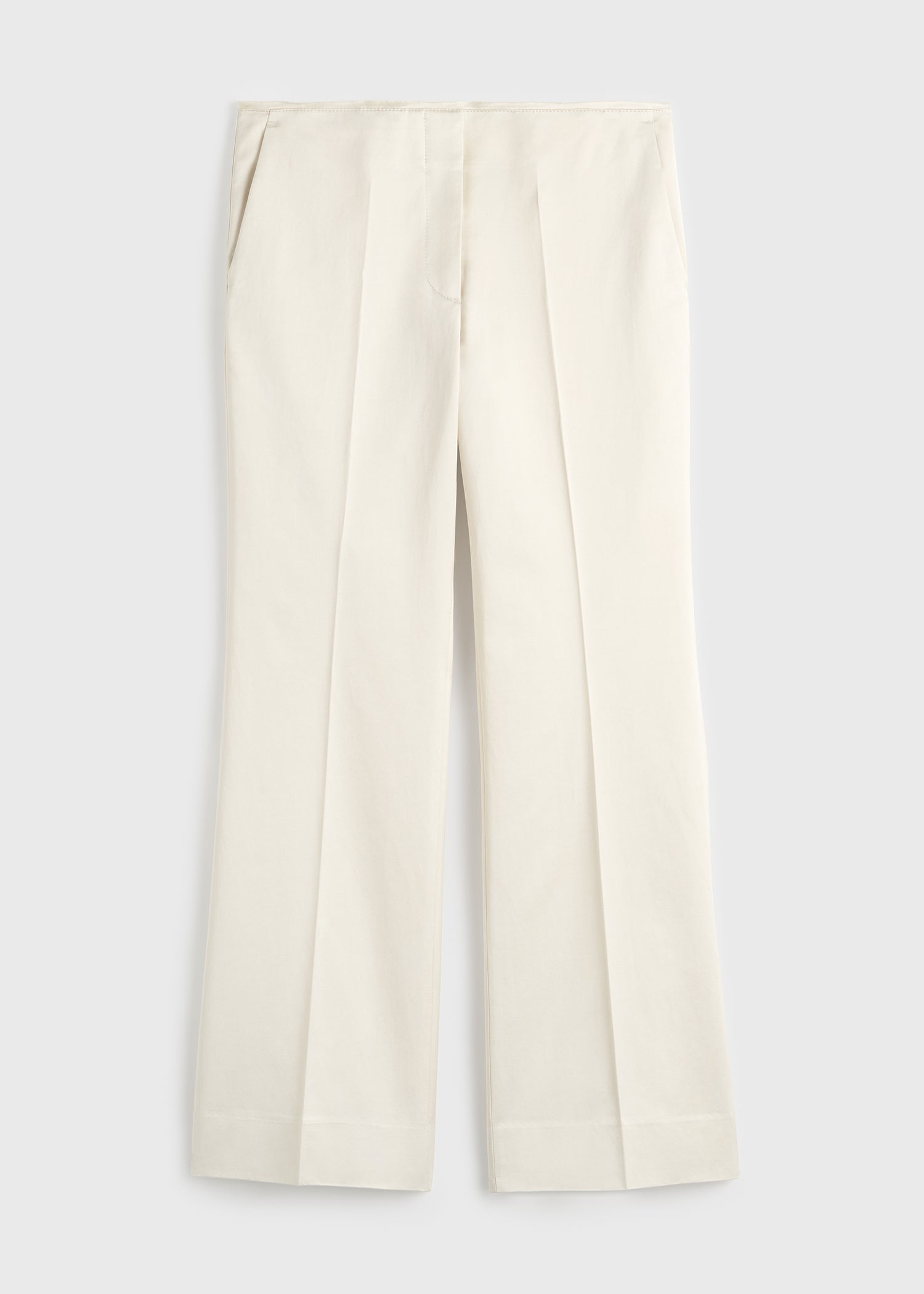 Kick flare raw-edge trousers stone