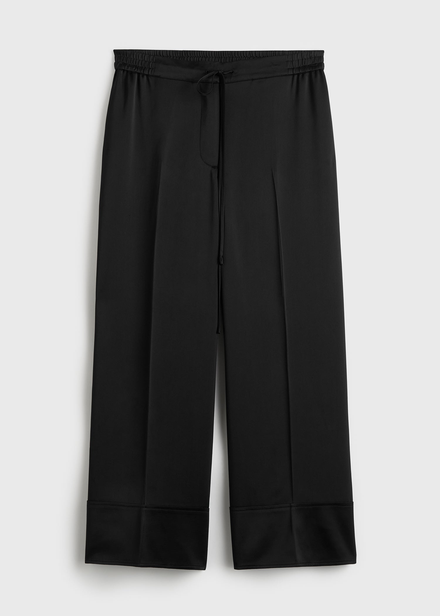 Satin drawstring trousers black