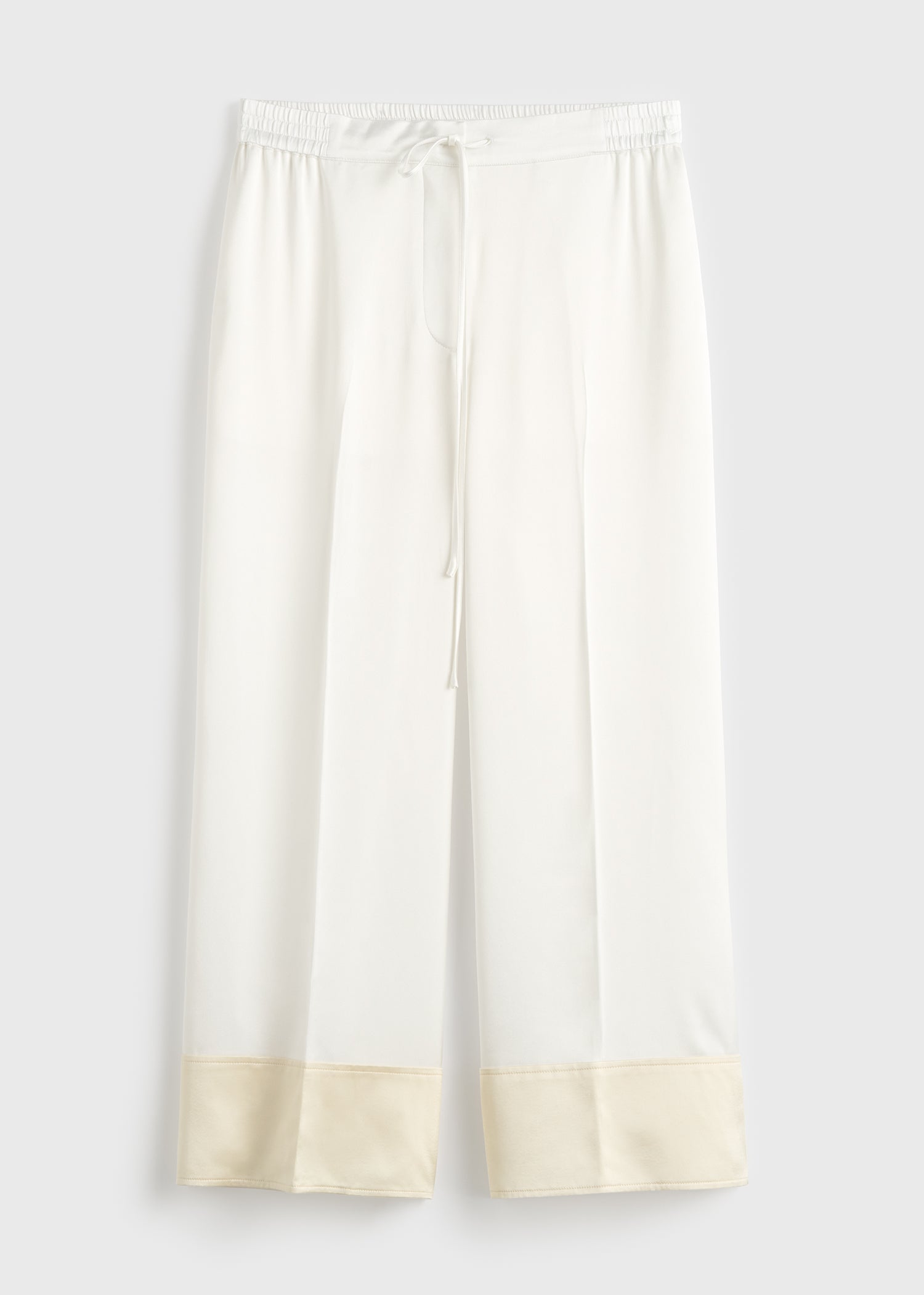Satin drawstring trousers white