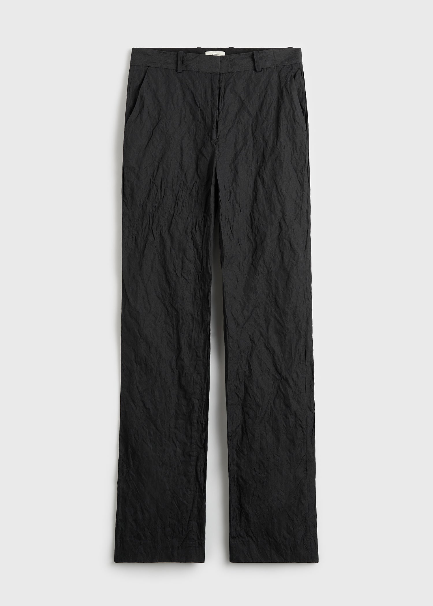 Crinkled cotton trousers black