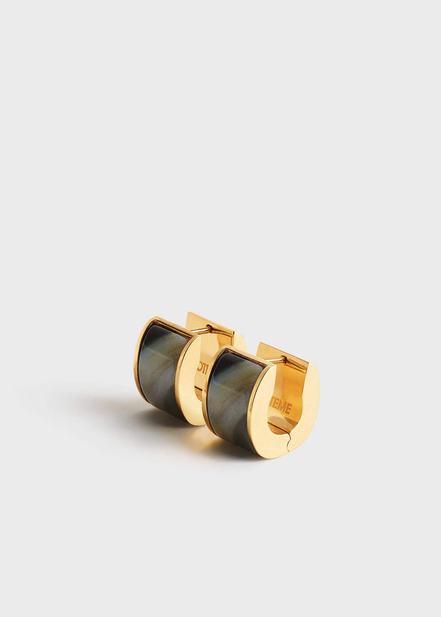 Petite signature hoops beige/gold