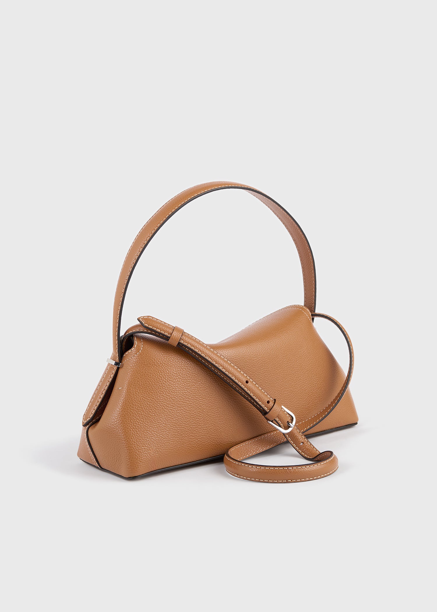 T-lock grained-leather shoulder tan