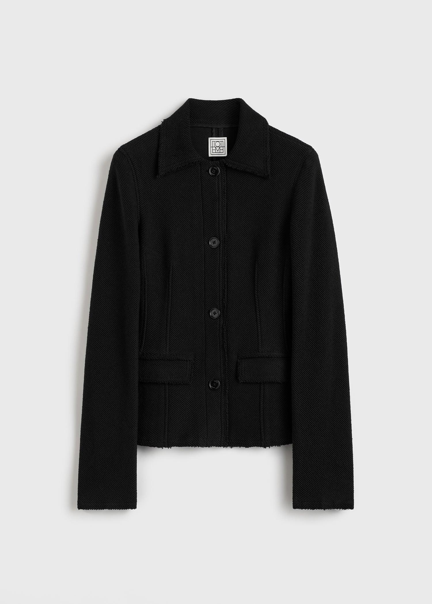 Raw hem cotton jacket black