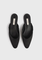 Frayed satin lounge slippers black