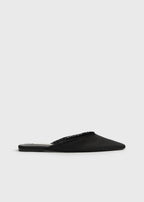 Frayed satin lounge slippers black