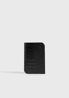 Croco-embossed passport holder black