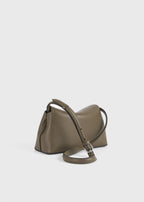 T-lock grained-leather clutch dark taupe