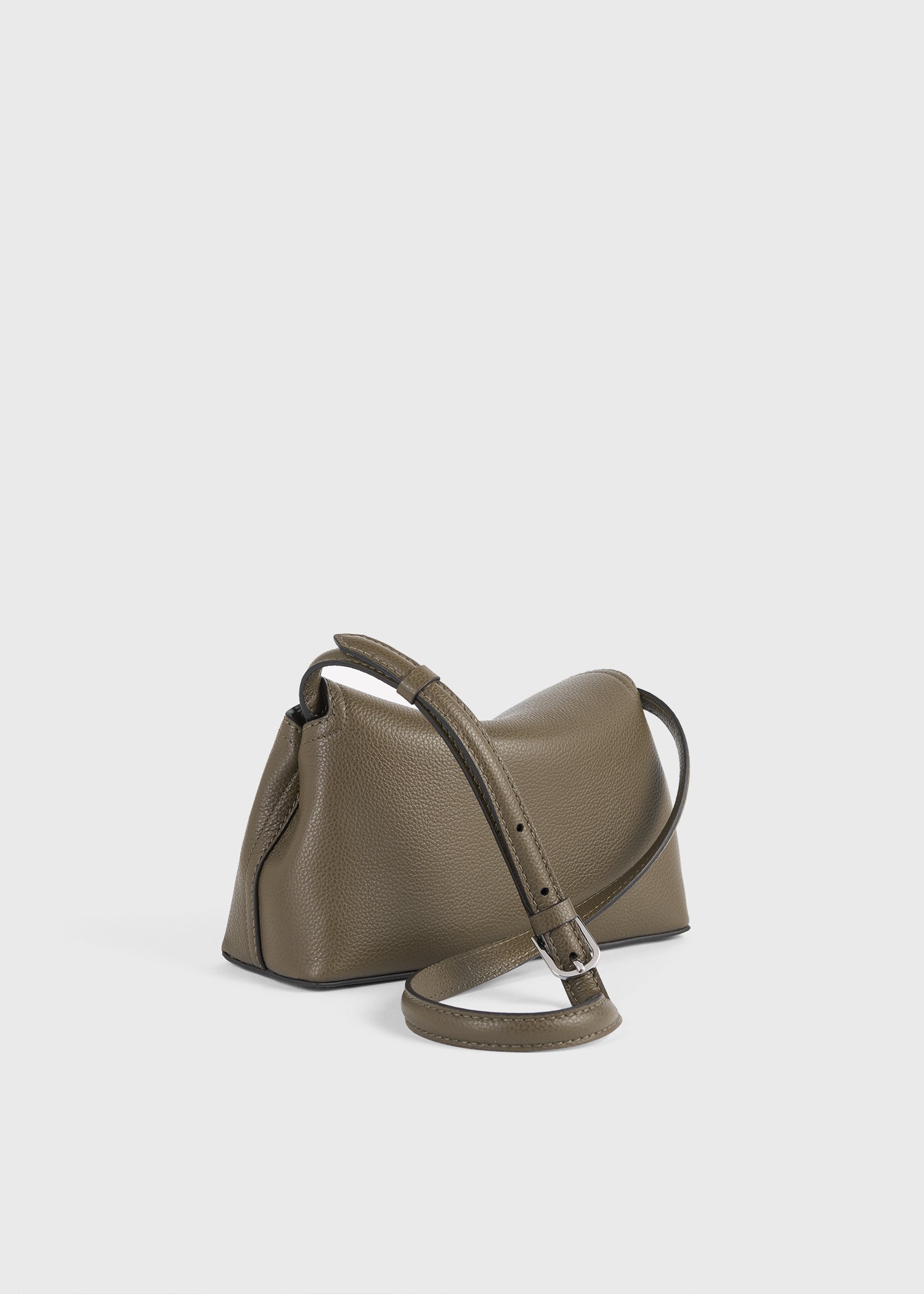 T-lock grained-leather clutch dark taupe