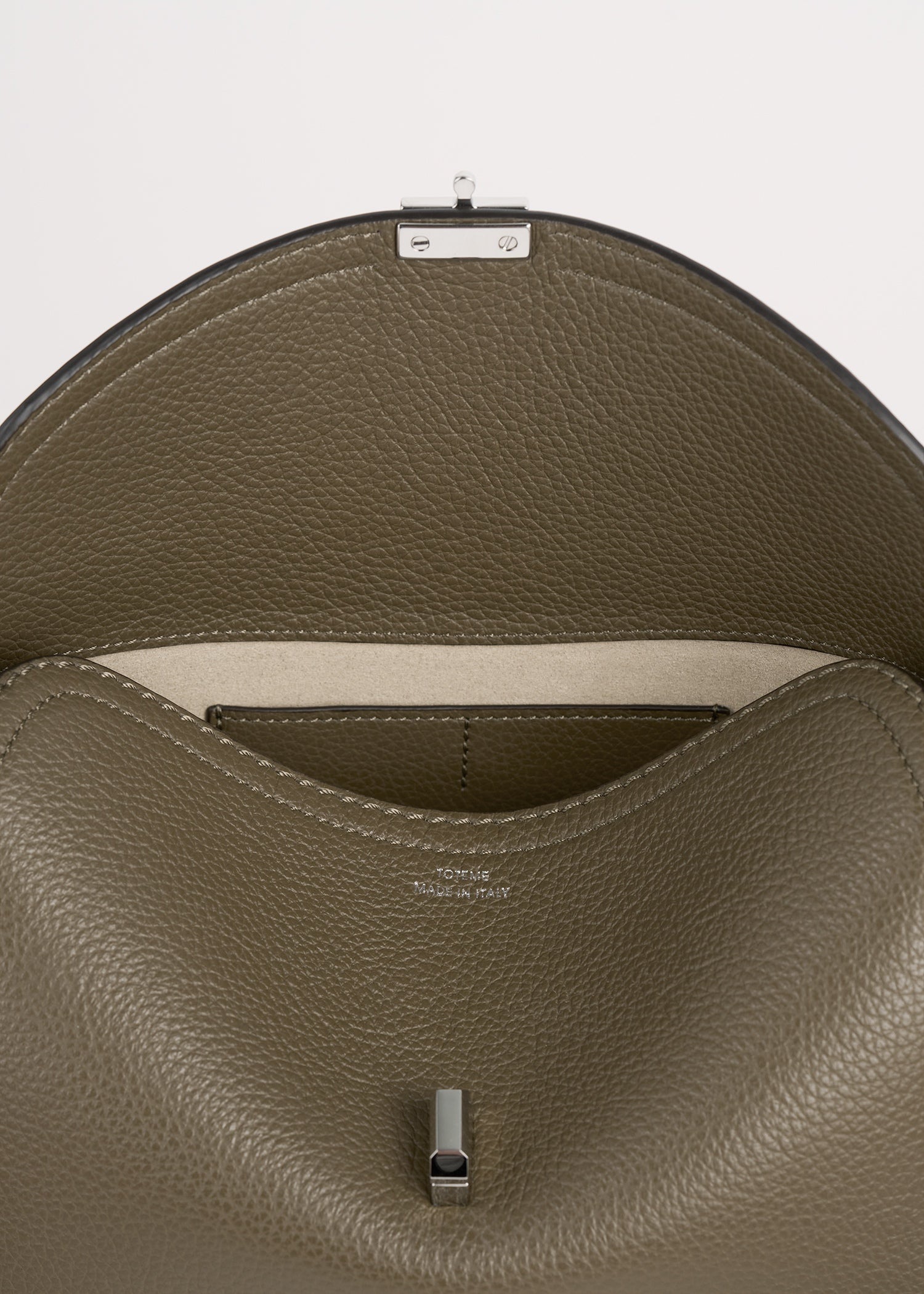 T-lock grained-leather clutch dark taupe