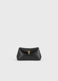 Mini T-lock leather clutch black