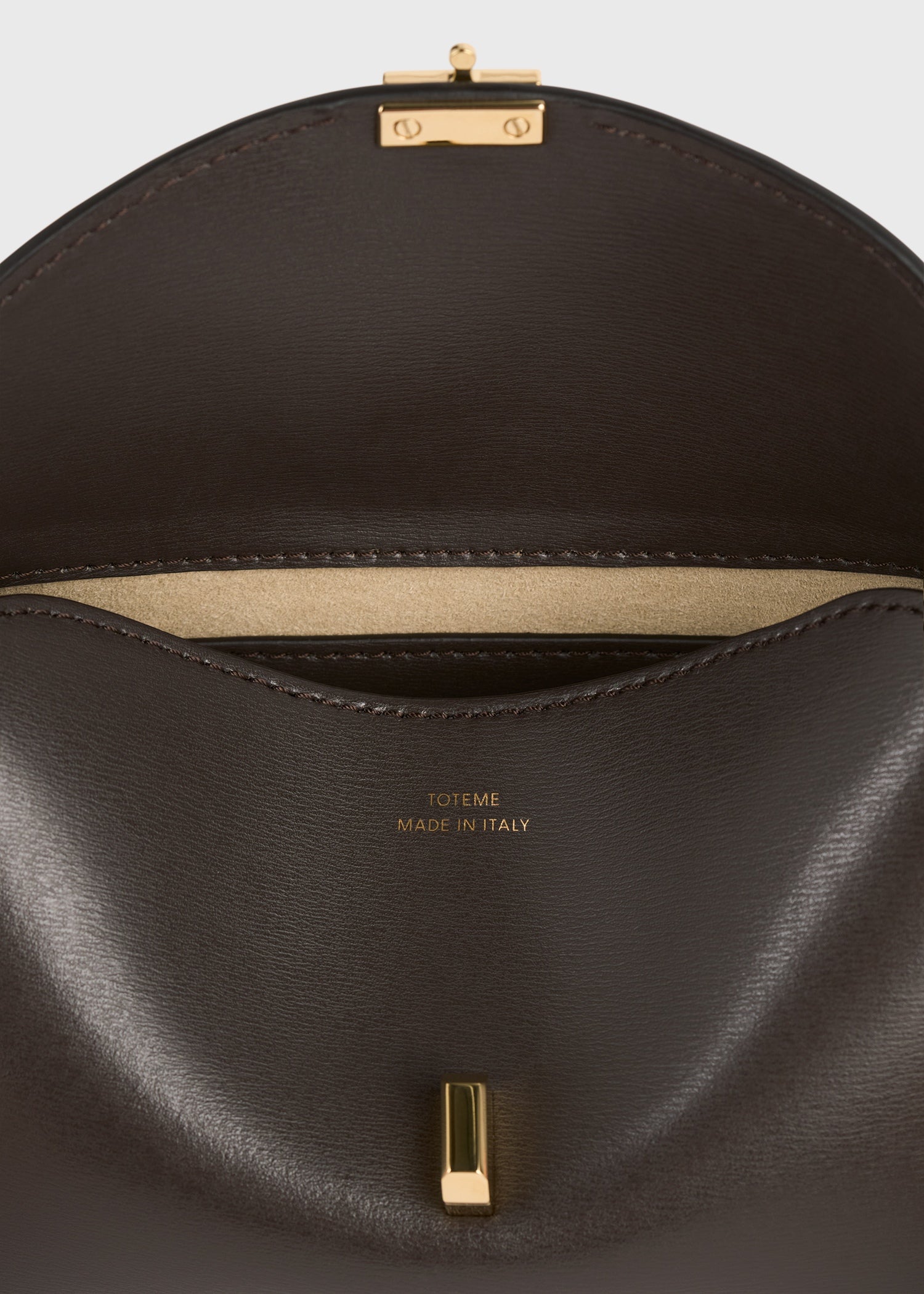 Mini T-lock leather clutch bark